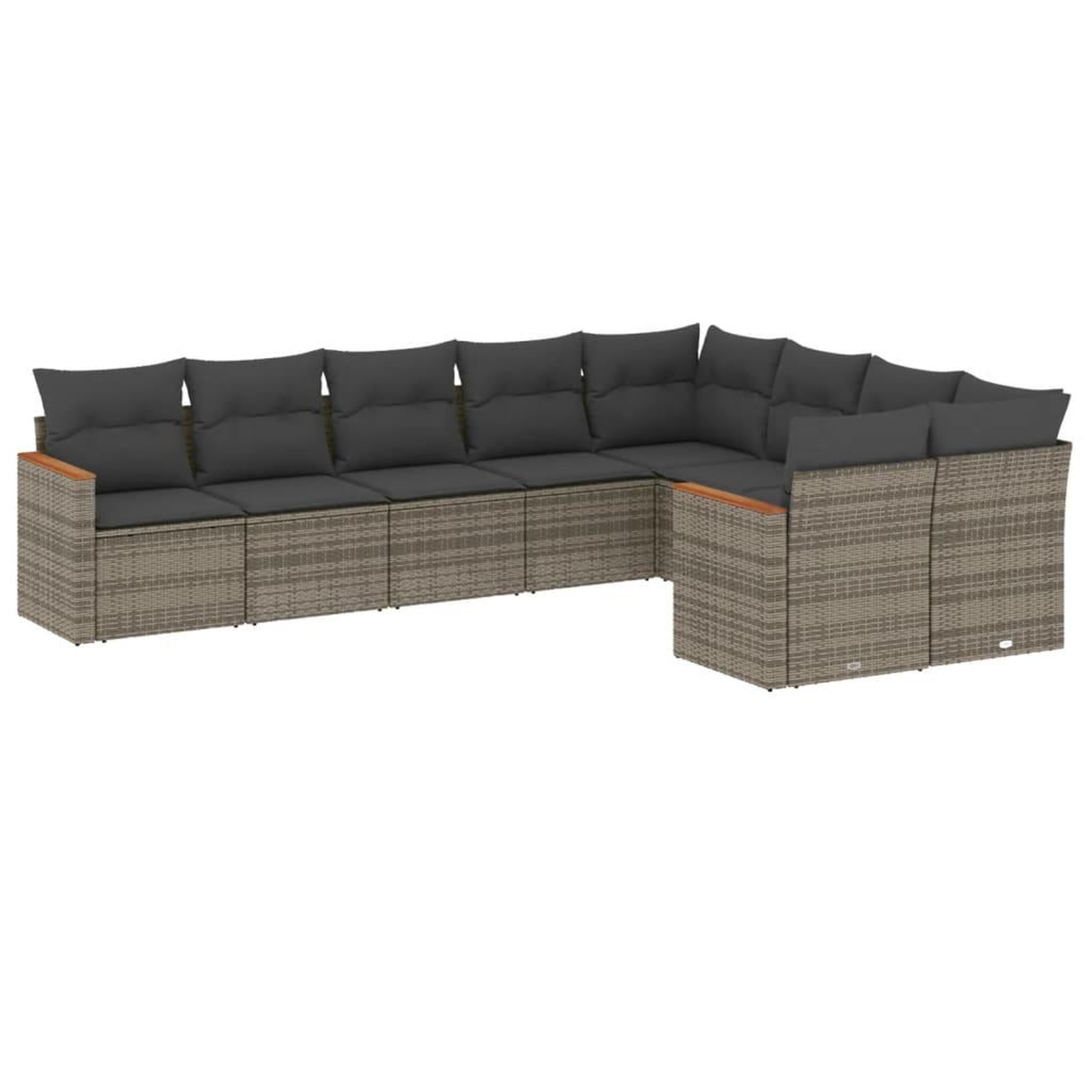 Voir la diapositive 2 : VIDAXL Salon de jardin 9 pcs avec coussins gris resine tressee