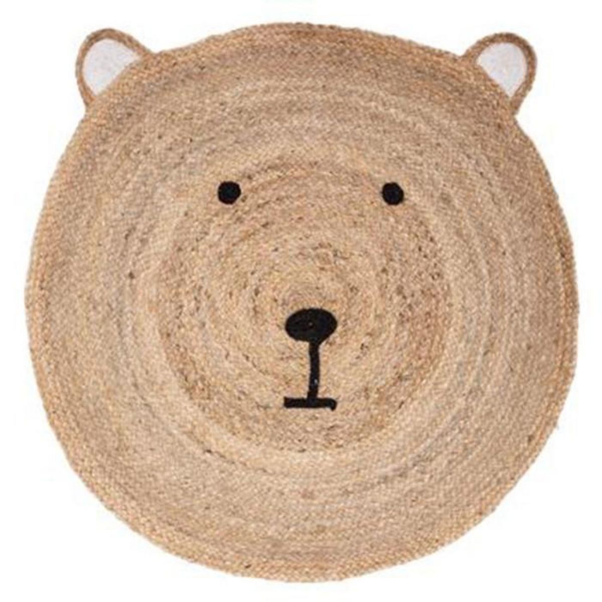 Atmosphera Kids Tapis Enfant en Jute  Tête Ourson  100cm Naturel