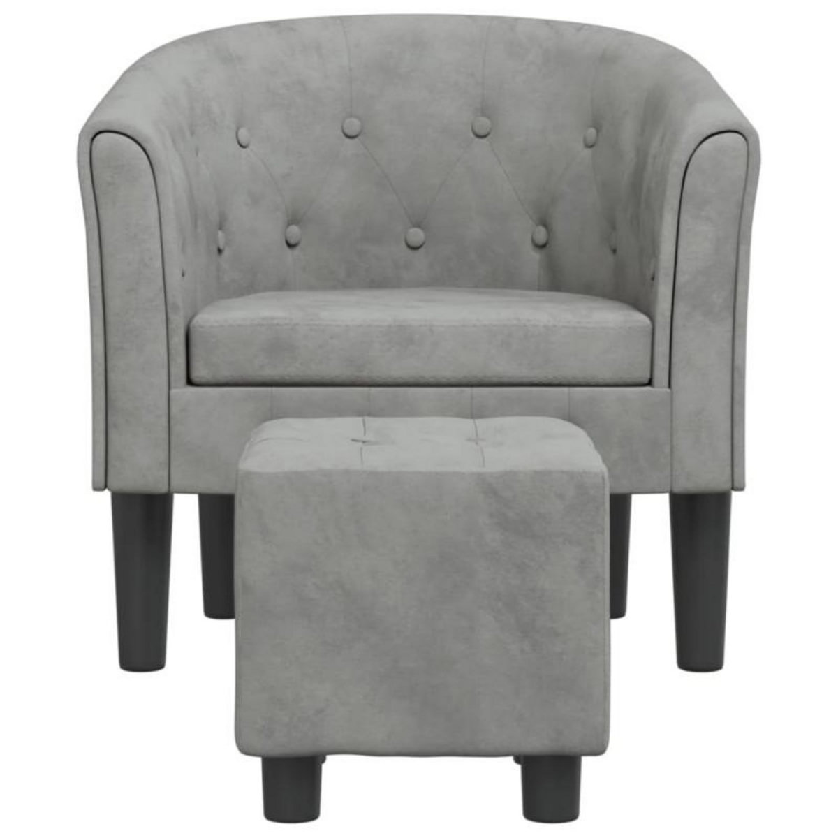 VIDAXL Fauteuil avec repose pied gris clair velours