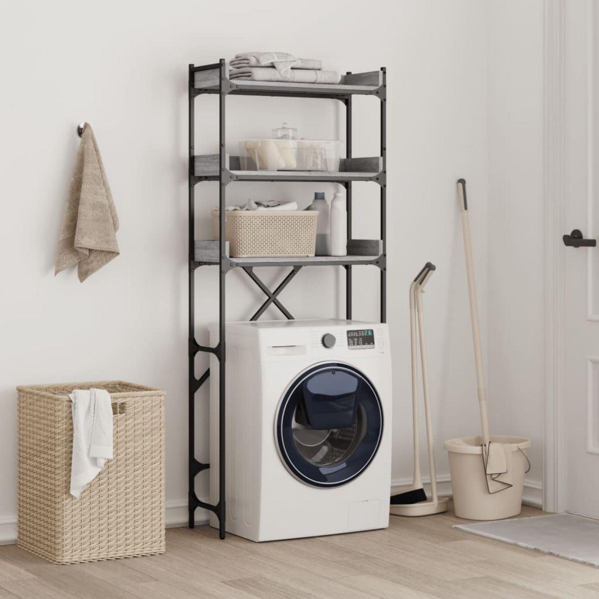 VIDAXL Etagere de lave-linge sonoma gris 67x25x163 cm bois ingenierie