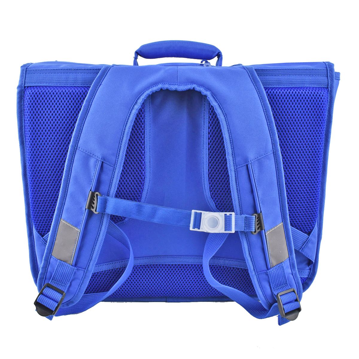 AUCHAN Cartable 41 cm CM1/CM2 bleu et jaune forme moderne