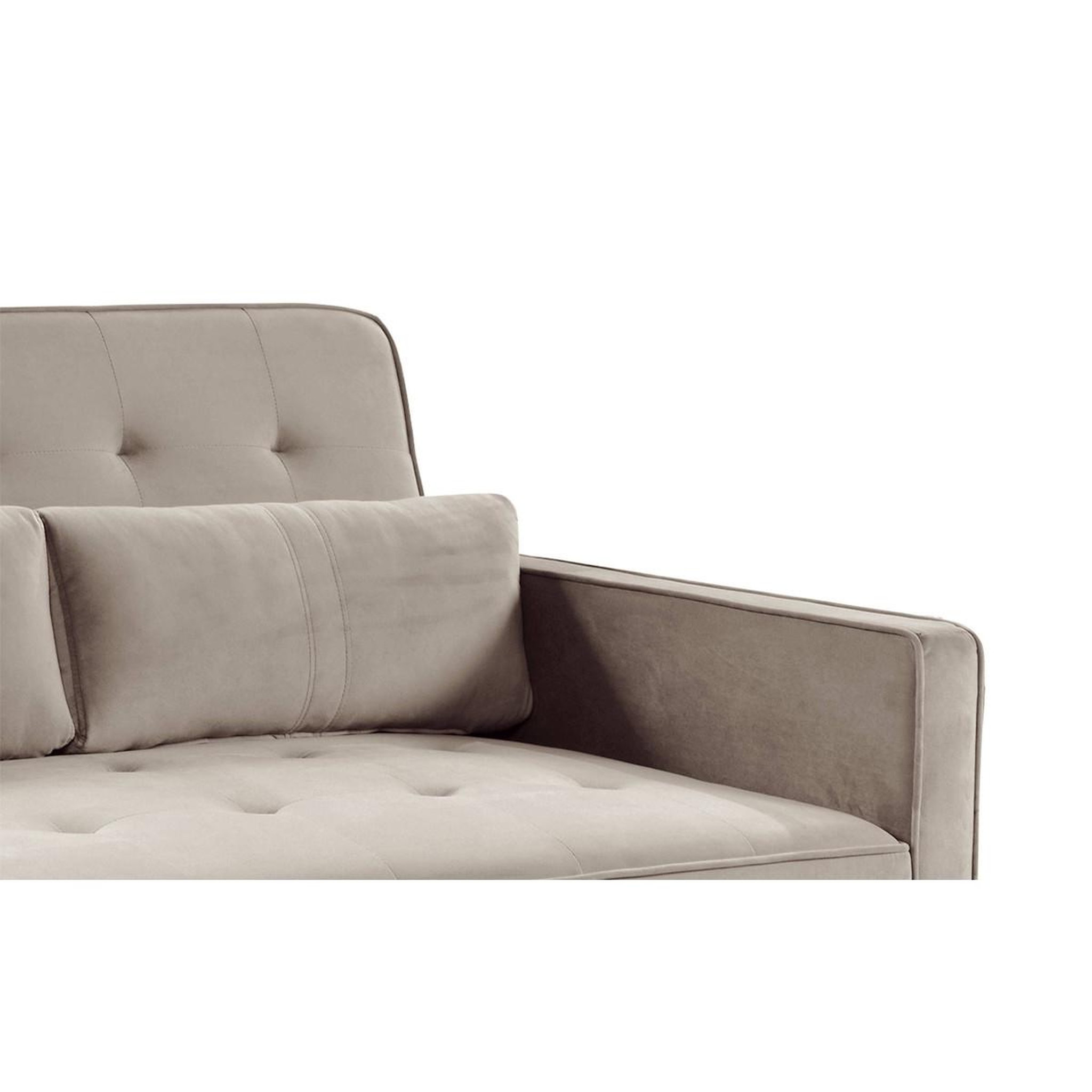 Voir la diapositive 4 : Paris Prix Canapé Convertible 2 Places Velours  Léa  133cm Beige