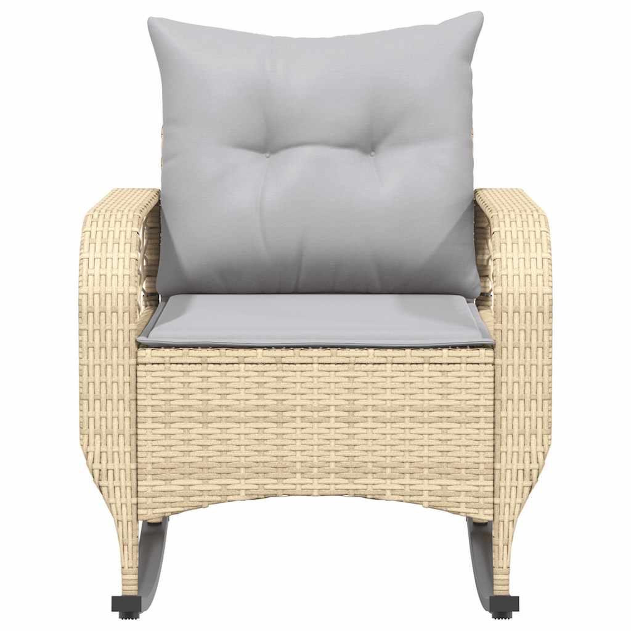 Voir la diapositive 4 : VIDAXL Chaise a bascule de jardin avec coussins beige resine tressee
