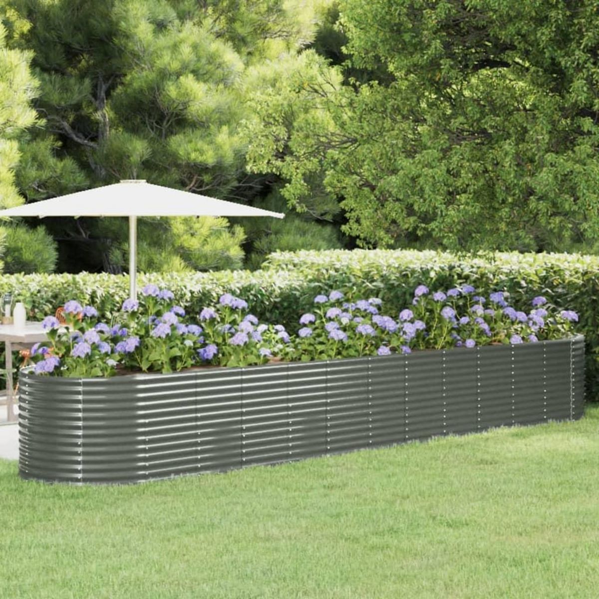 VIDAXL Lit sureleve de jardin Acier enduit de poudre 507x100x68cm gris