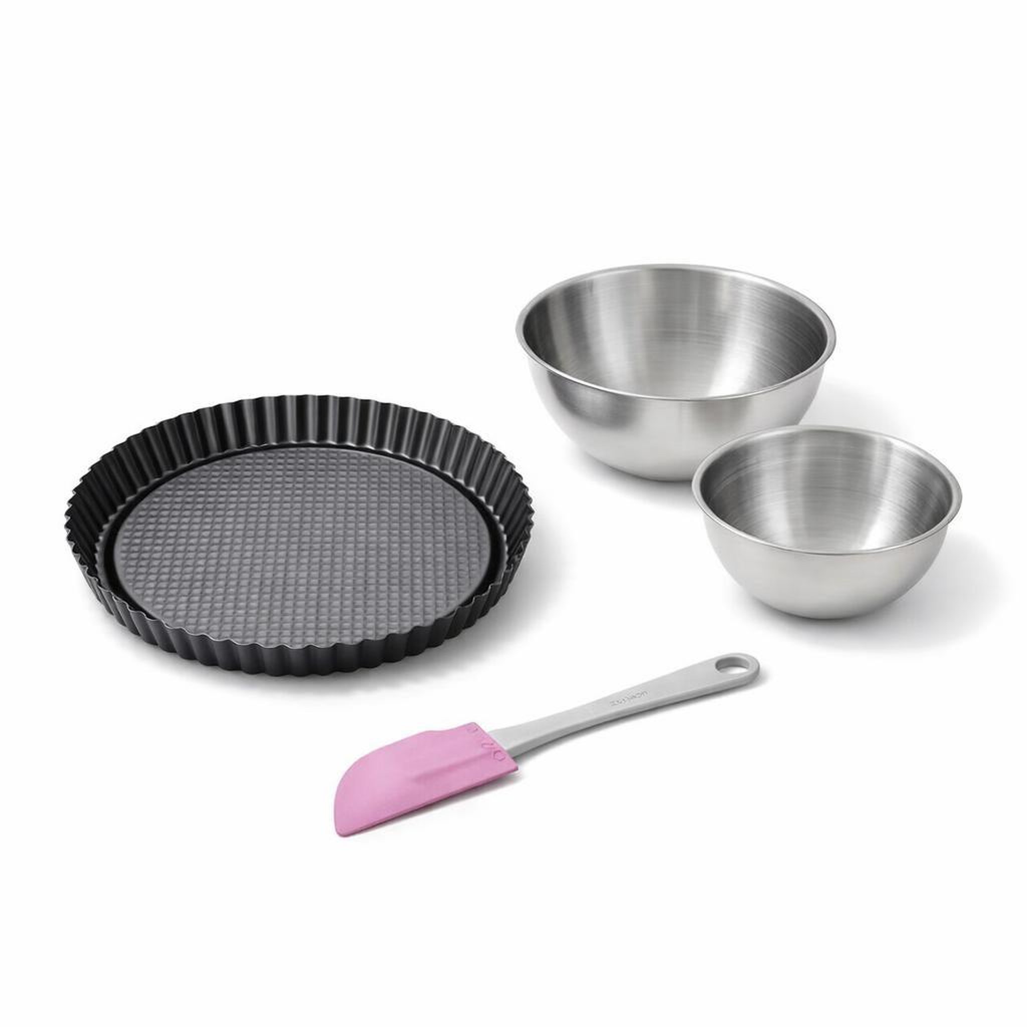 ZENKER Set de 4 ustensiles de pâtisserie moule à gâteaux 2 bols et spatule black mettallic black mettallic zenker  black mettallic
