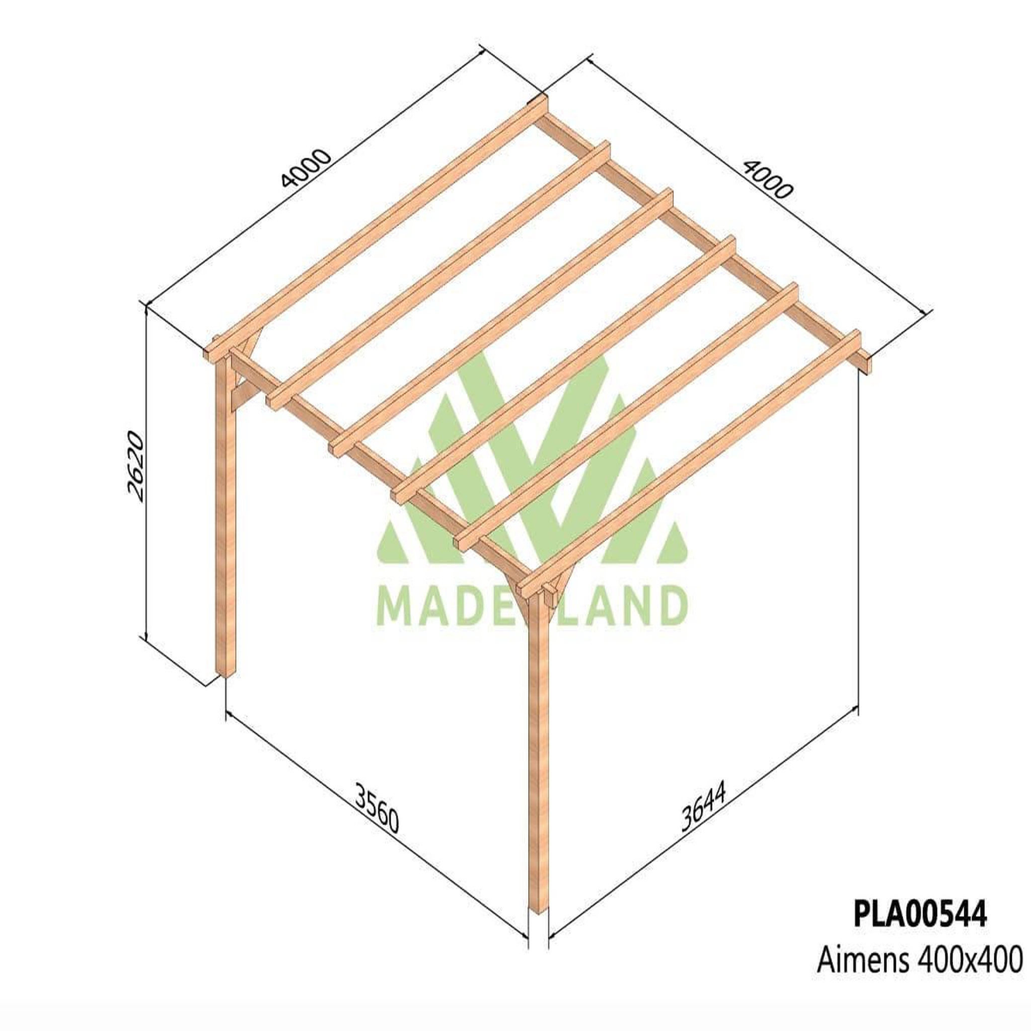 Voir la diapositive 2 : JARDIDECO Pergola adossée en lamellé-collé amiens 400 x 400 cm - maderland