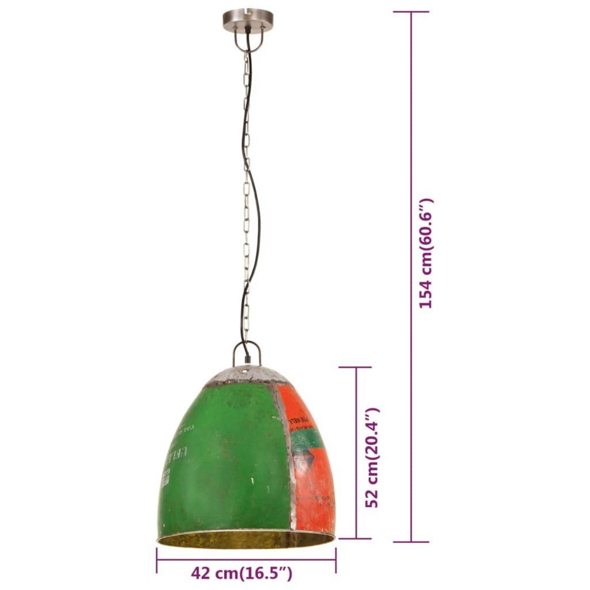 VIDAXL Lampe suspendue industrielle 25 W Multicolore Ronde 42 cm E27