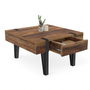 Voir la diapositive 4 : ID MARKET Table basse carrée 1 tiroir AUSTRIA 70 cm bois pied épingle noir