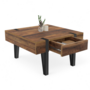 Voir la diapositive 4 : ID MARKET Table basse carrée AUSTRIA 1 tiroir bois pied épingle