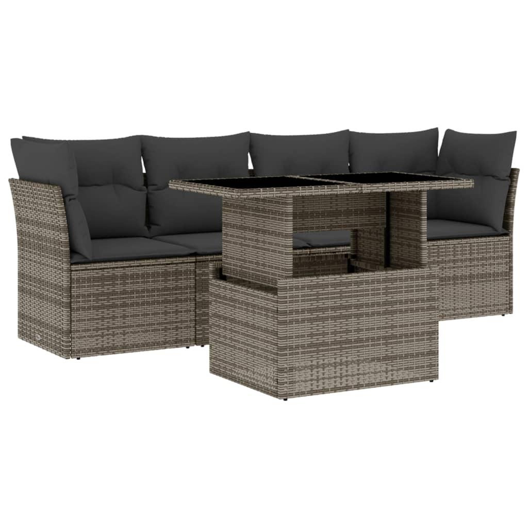 Voir la diapositive 2 : VIDAXL Salon de jardin 5 pcs avec coussins gris resine tressee