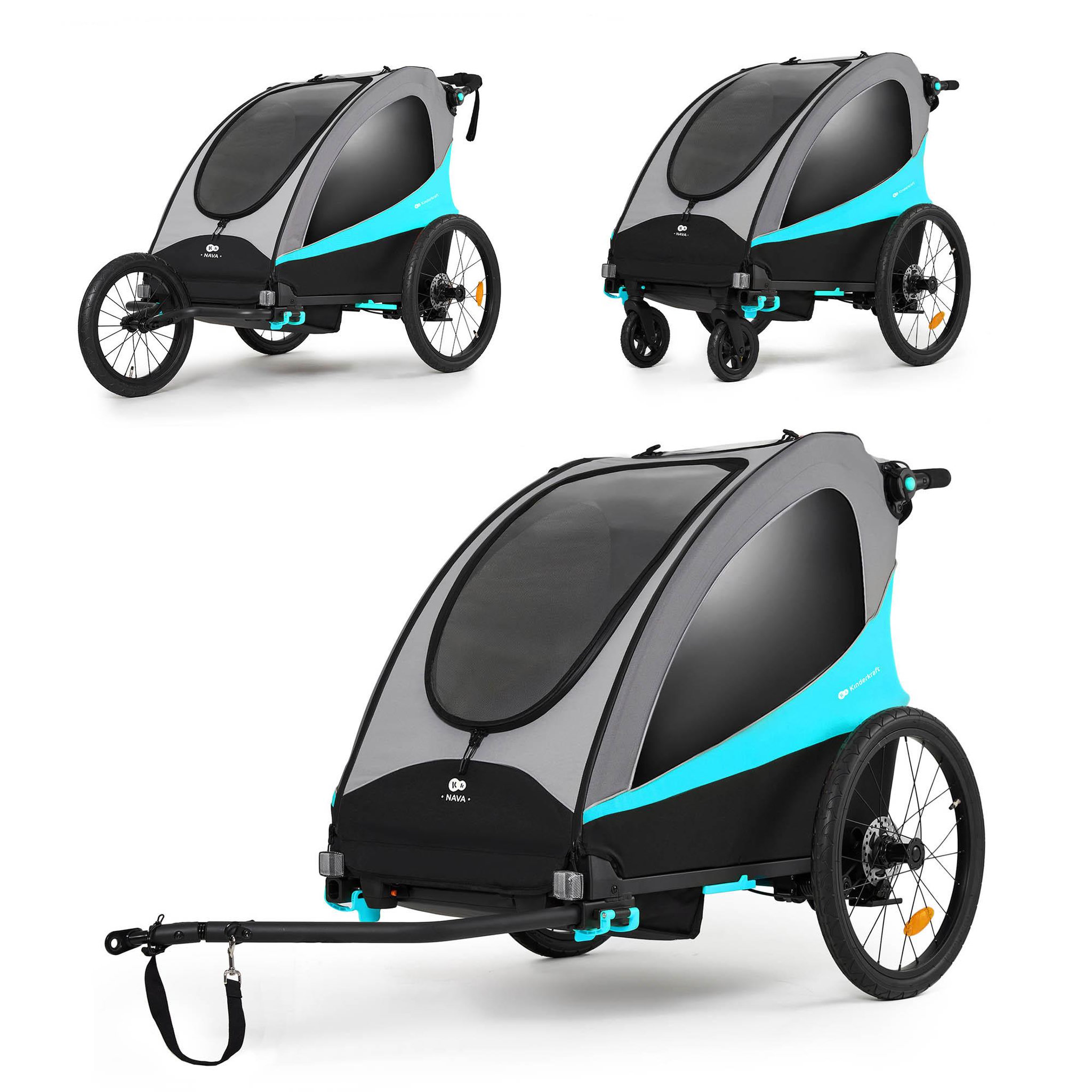 Voir la diapositive 1 : KINDERKRAFT Remorque vélo enfant 3 en 1 convertible