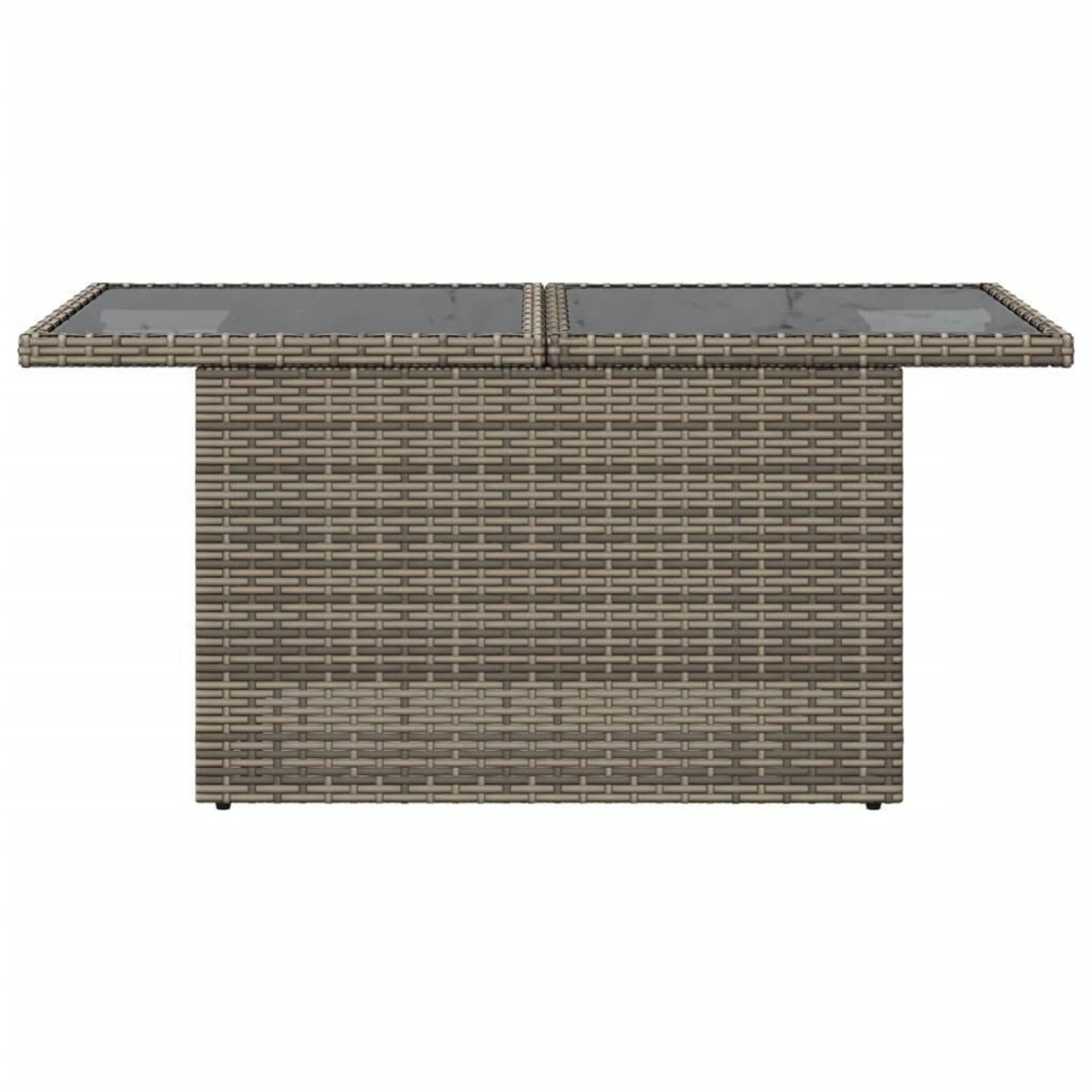 VIDAXL Table de jardin dessus en verre gris 100x55x73cm resine tressee