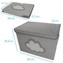 Voir la diapositive 2 : Monsieur Bébé Lot de 5 boites de rangement, coffre à jouets pour enfant avec couvercle - 50 x 35.5 x 35 cm - Gris Nuage