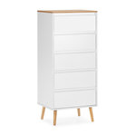 VS VENTA-STOCK Commode haute Desi 5 tiroirs couleur Blanc