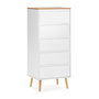 Voir la diapositive 1 : VS VENTA-STOCK Commode haute Desi 5 tiroirs couleur Blanc