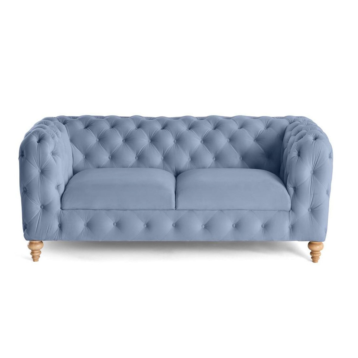 LISA DESIGN Walter - canapé 3 places chesterfield en velours - pieds bois