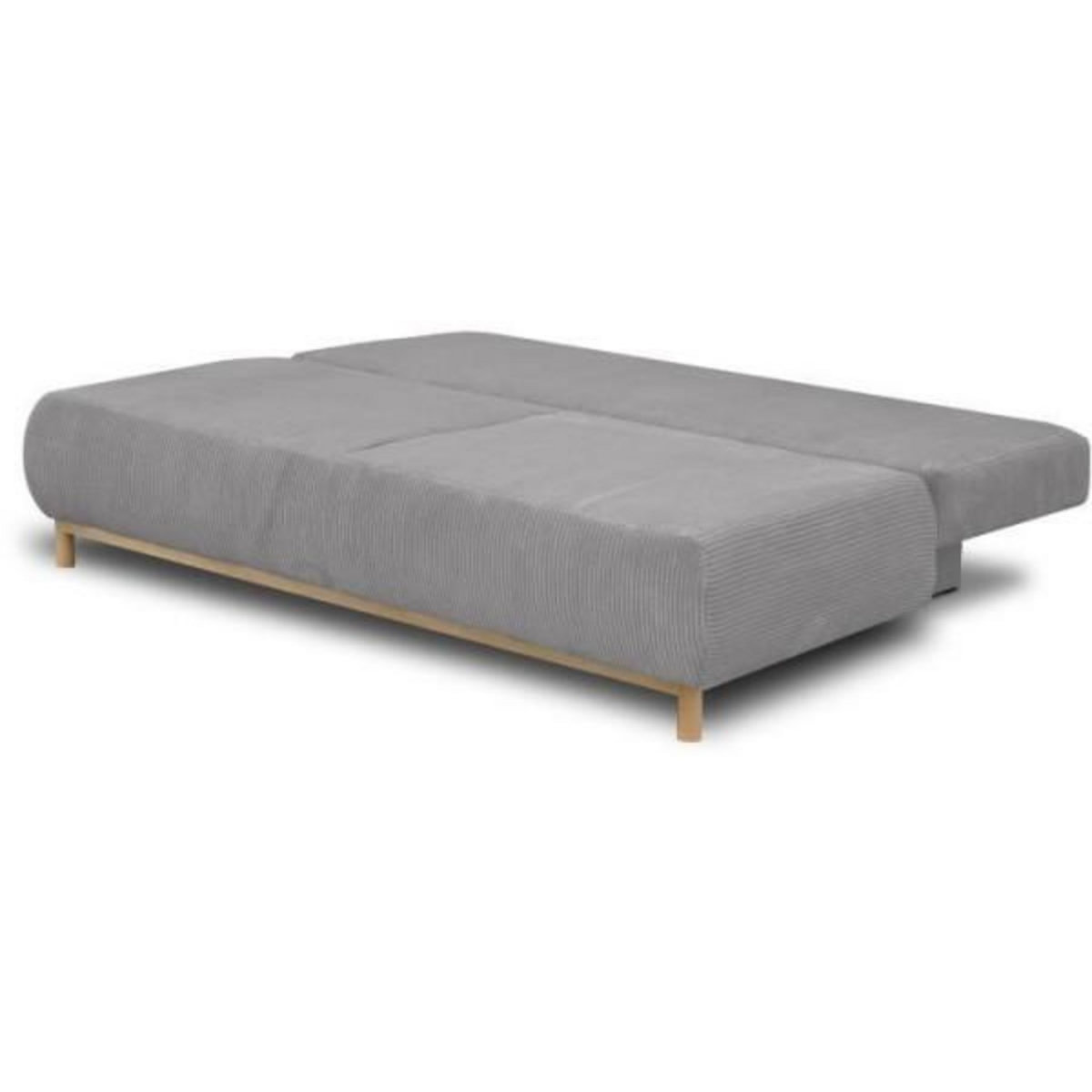 MARKET24 Banquette convertible 3 places MIKA - Velours côtelé gris clair - Coffre de rangement - L 192 x H 84 x P 93 cm