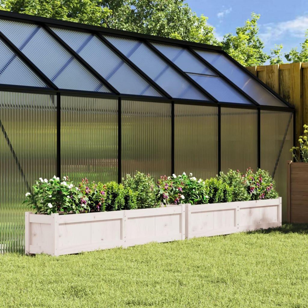 VIDAXL Jardinieres 2 pcs blanc bois de pin massif