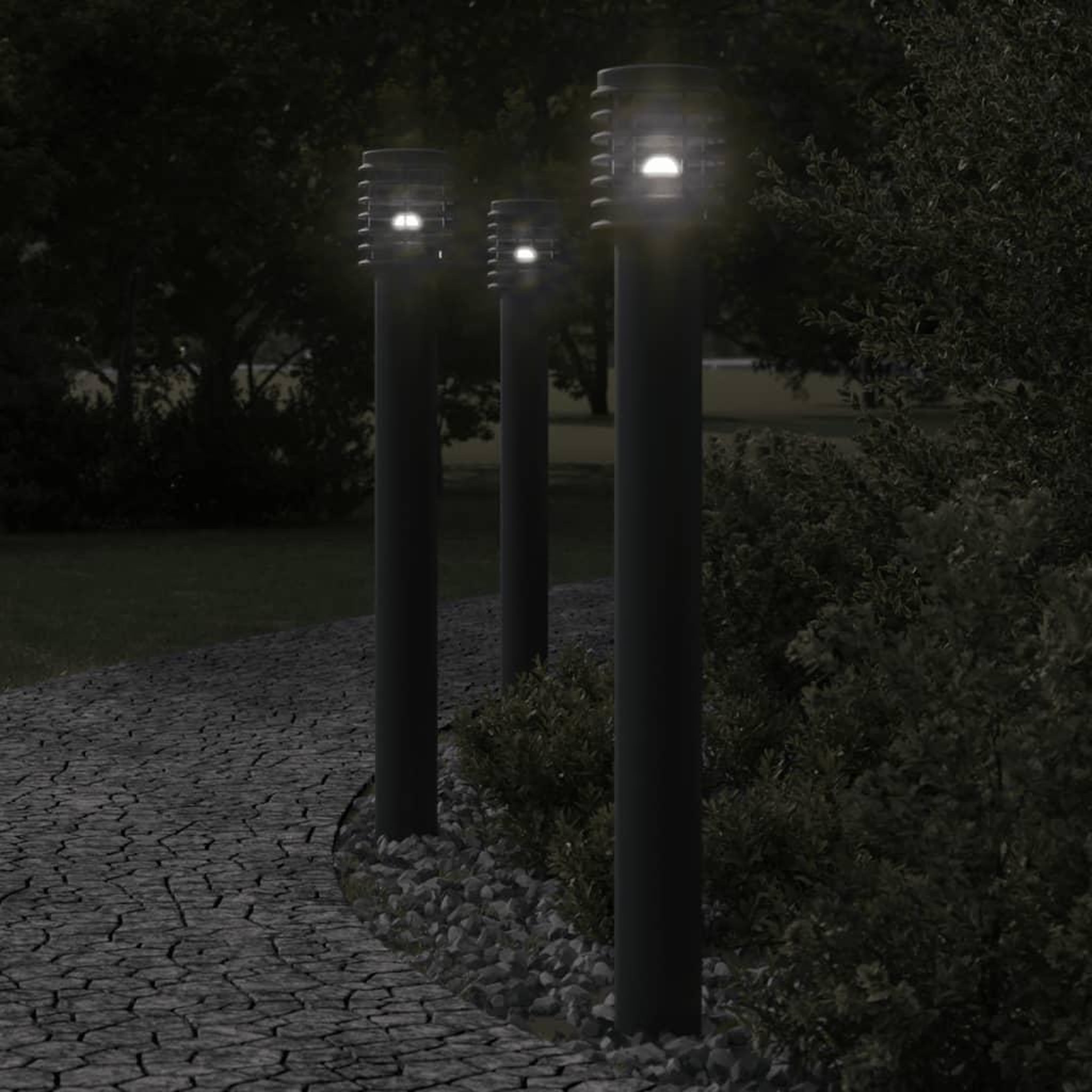 VIDAXL Lampadaire d'exterieur noir 110 cm acier inoxydable