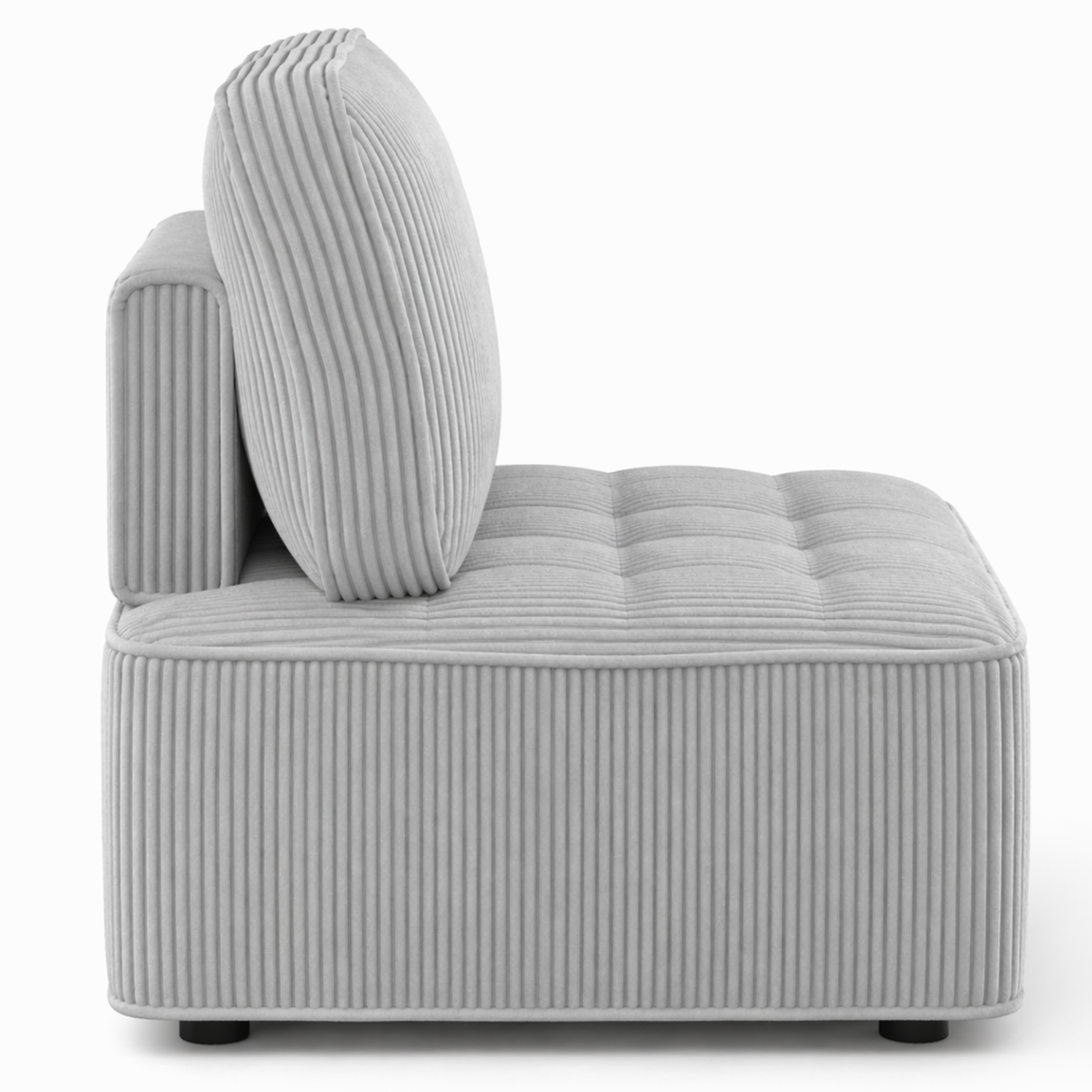 Voir la diapositive 5 : ID MARKET Module de canapé et fauteuil alfie en velours côtelé gris clair