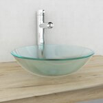 VIDAXL Lavabo Verre trempe 42 cm Givre