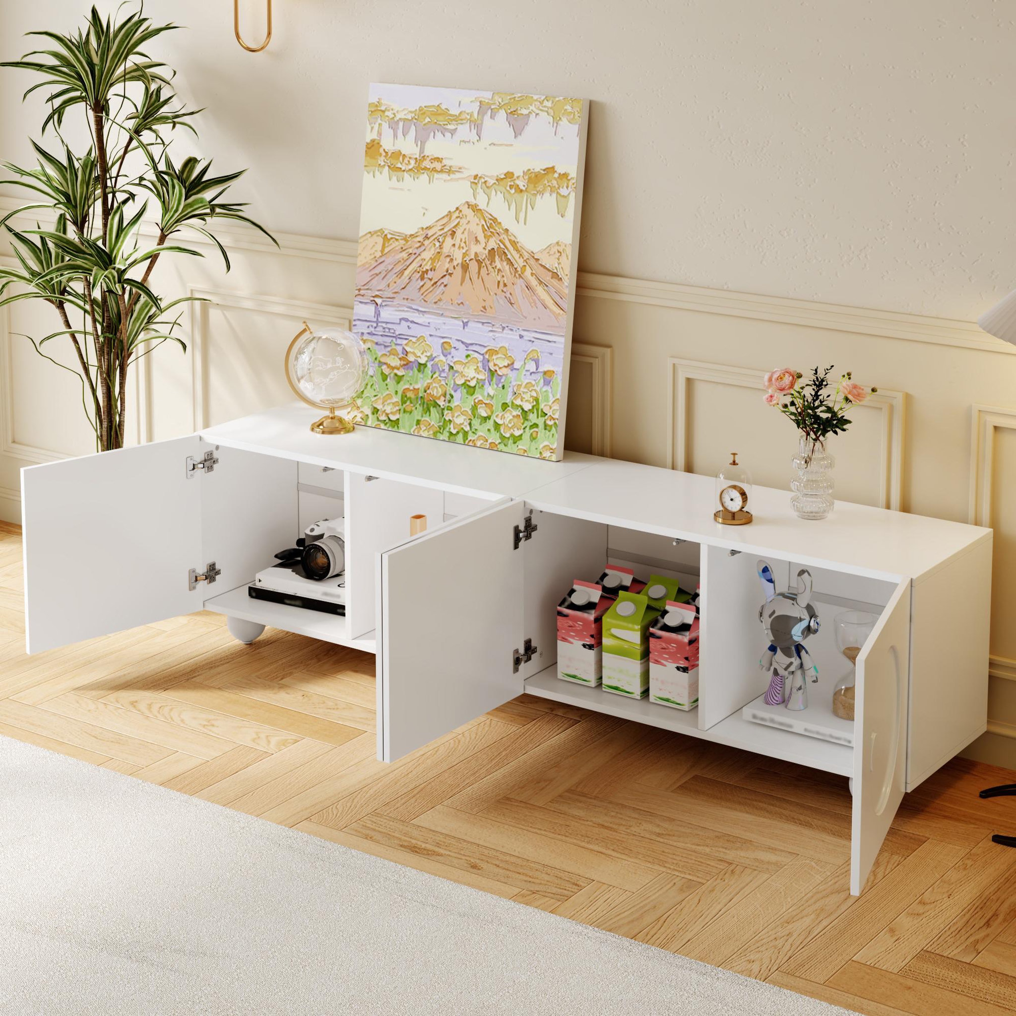 Voir la diapositive 5 : MERAX Meuble tv blanc 180,5 cm mdf