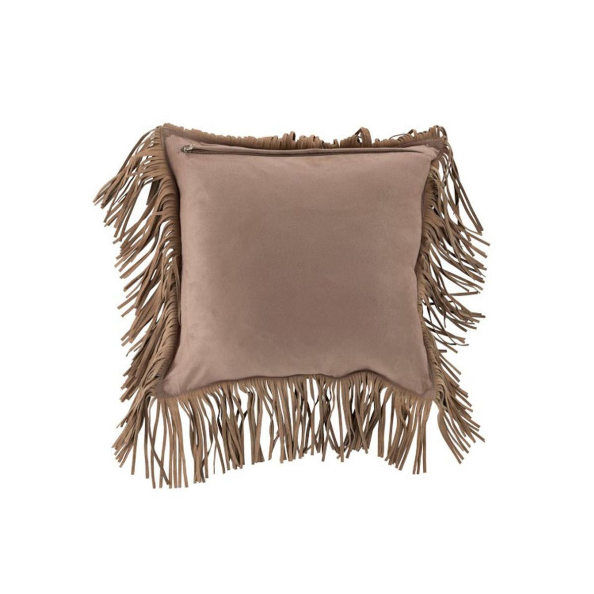 Paris Prix Coussin à Franges  Cuir  45cm Beige