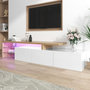 Voir la diapositive 4 : MERAX Meuble tv blanc+naturel 197,5 cm led mdf