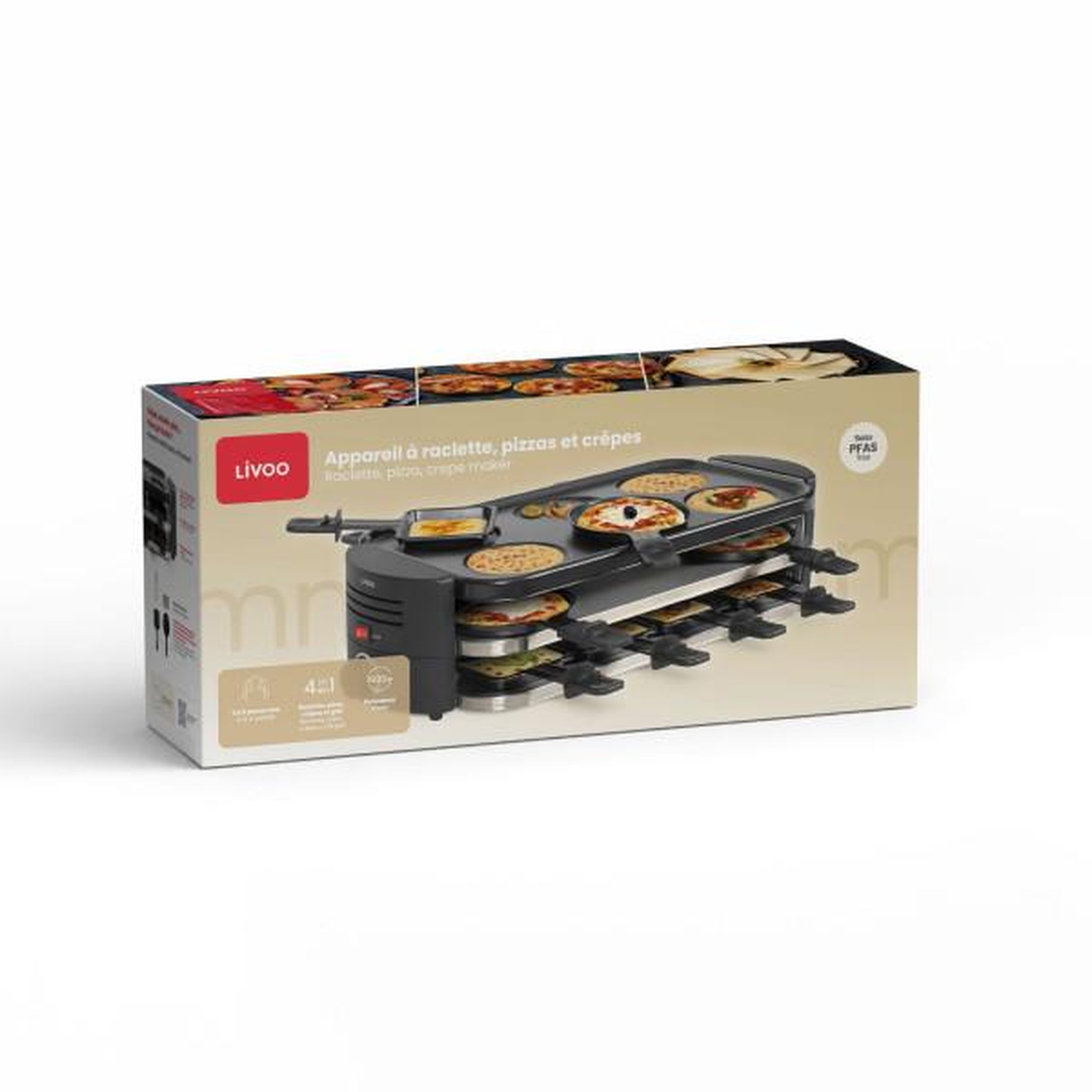 Voir la diapositive 4 : LIVOO Appareil à raclette 8 personnes 1600w noir - doc337