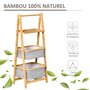 HOMCOM Etagère en bambou de salle de bain, étagère pliable - 2 paniers, étagère - dim. 44L x 33l x 108H cm - bambou polyester gris