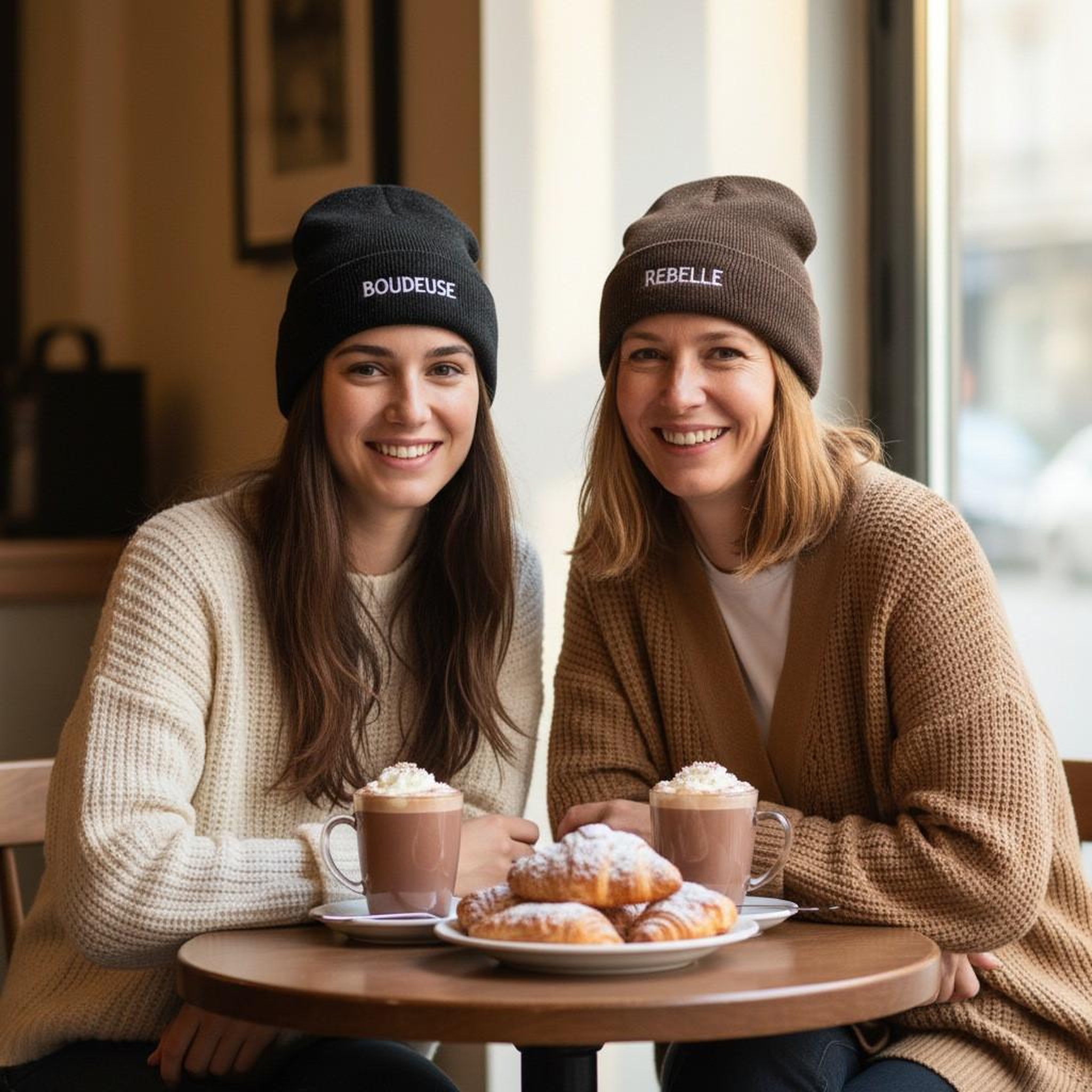 Voir la diapositive 4 : OZABI OZABI Bonnets Femme Fil Lurex Pailleté Message Brodé - Pack de 2 (Lot)