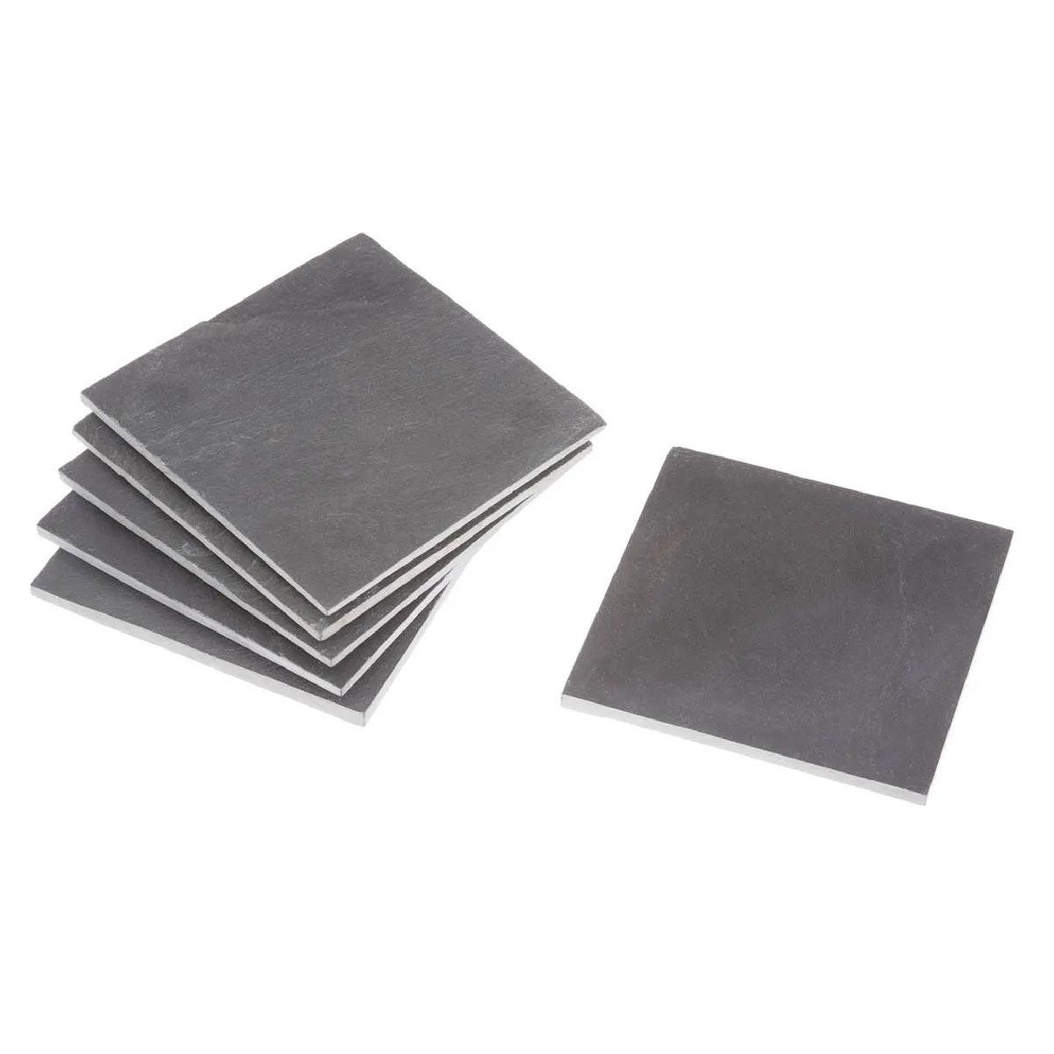 SECRET DE GOURMET Lot de 6 dessous de verre  ardoise  10x10cm gris