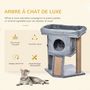 Voir la diapositive 5 : PAWHUT Arbre à chat grattoir griffoir niche panier d'observation boule peluche gris