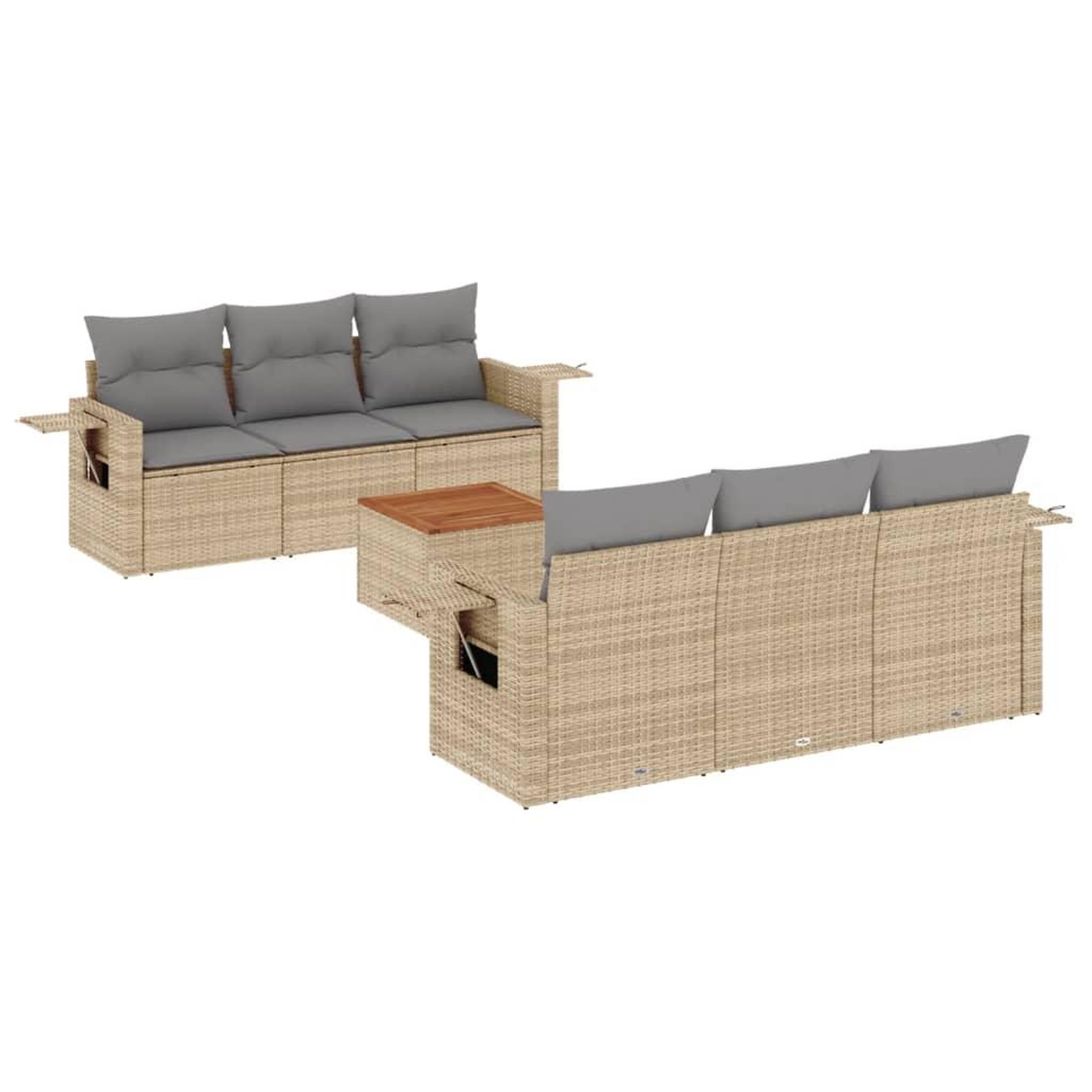 Voir la diapositive 2 : VIDAXL Salon de jardin avec coussins 7pcs melange beige resine tressee