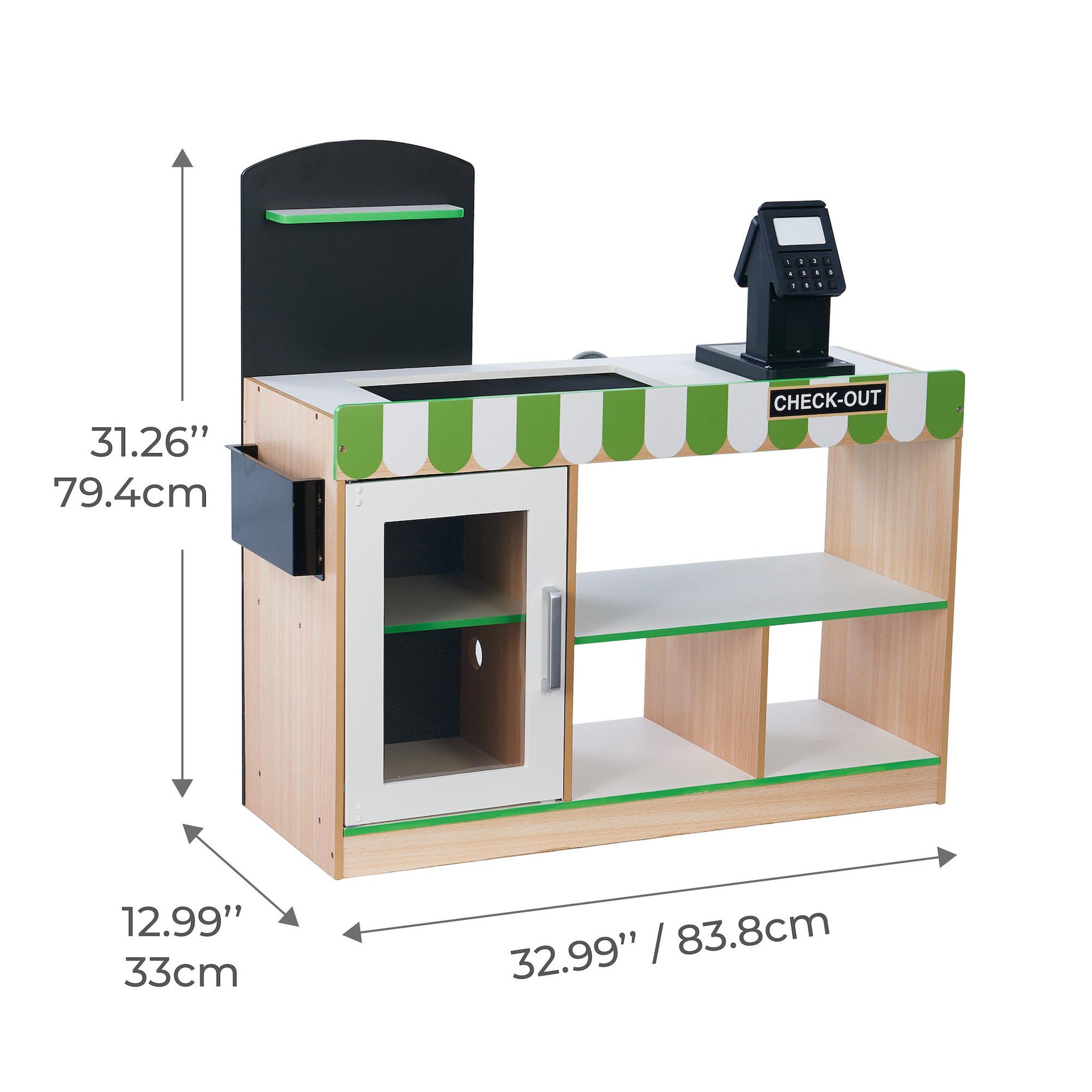 Voir la diapositive 5 : TEAMSON KIDS Stand Marchand Bois avec Caisse et Accessoires Jeu Enfant