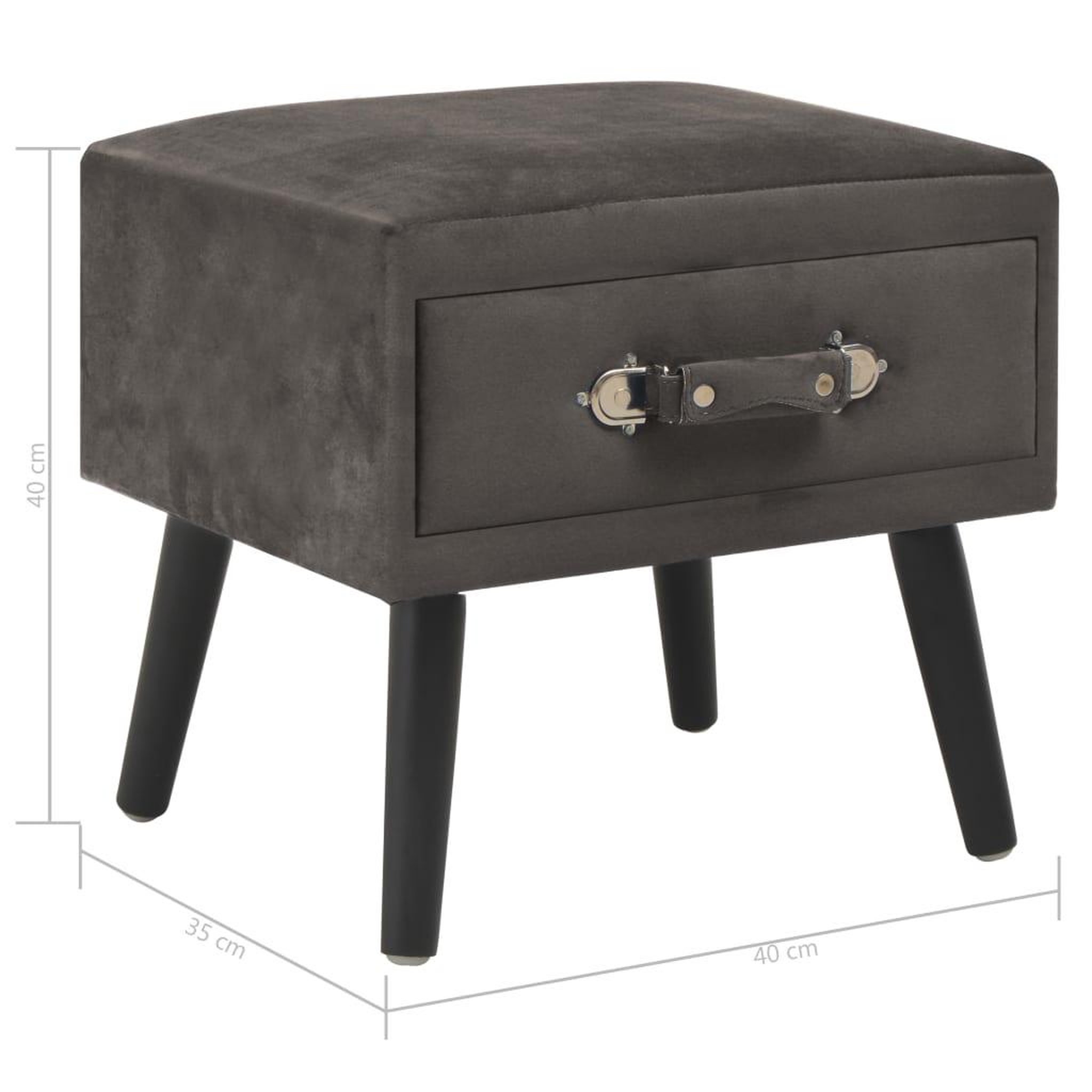 Voir la diapositive 6 : VIDAXL Table de chevet Gris 40x35x40 cm Velours