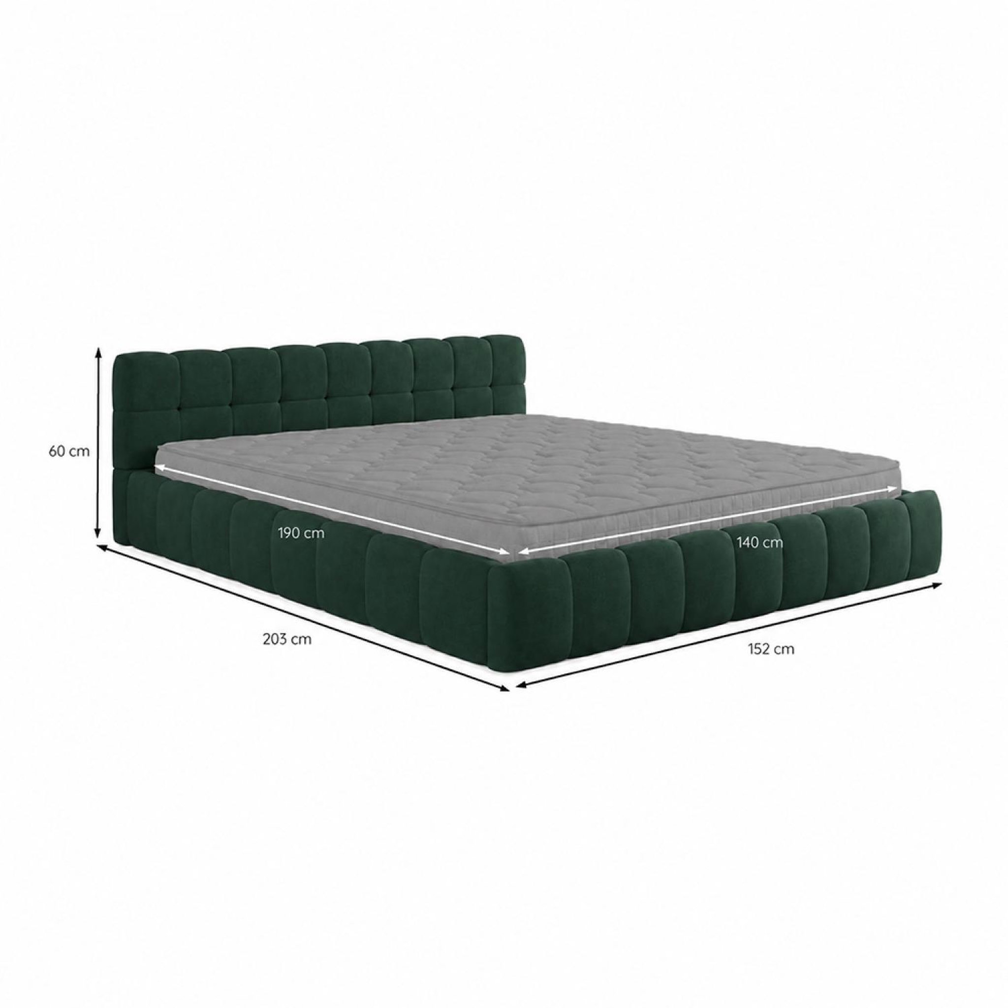 Voir la diapositive 3 : CONCEPT USINE Lit nuage 140x190cm en velours vert kansas