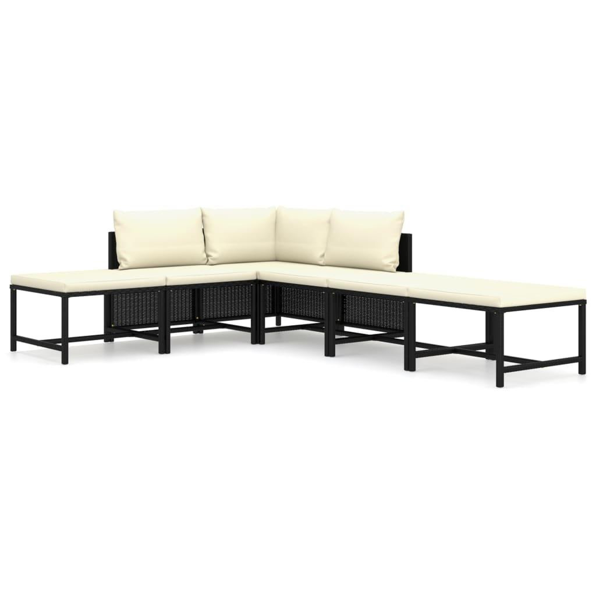 Voir la diapositive 1 : VIDAXL Salon de jardin 6 pcs avec coussins resine tressee noir