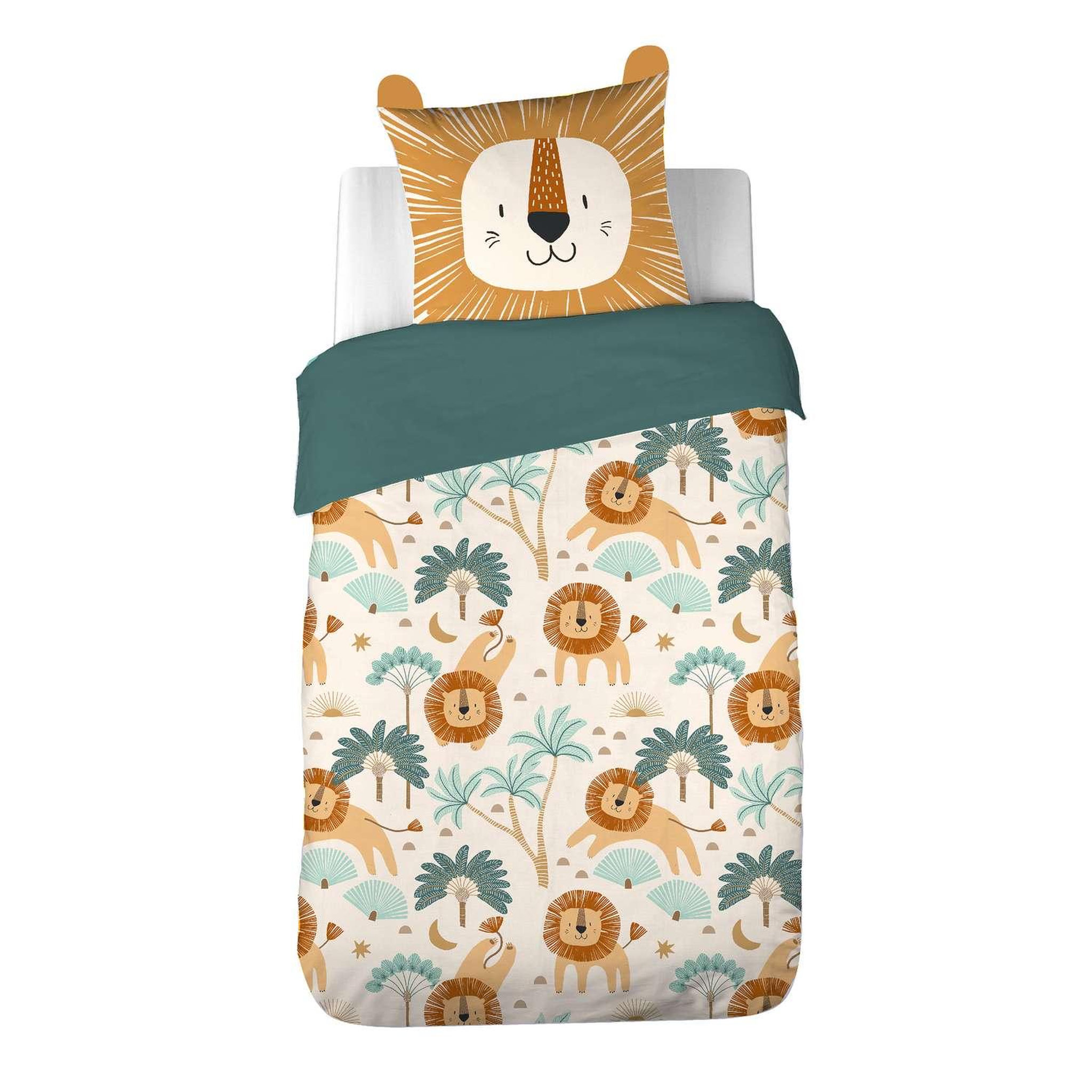 COTE DECO Parure de lit enfant Lion - 100% polyester 72g/m² - 140 x 200 cm