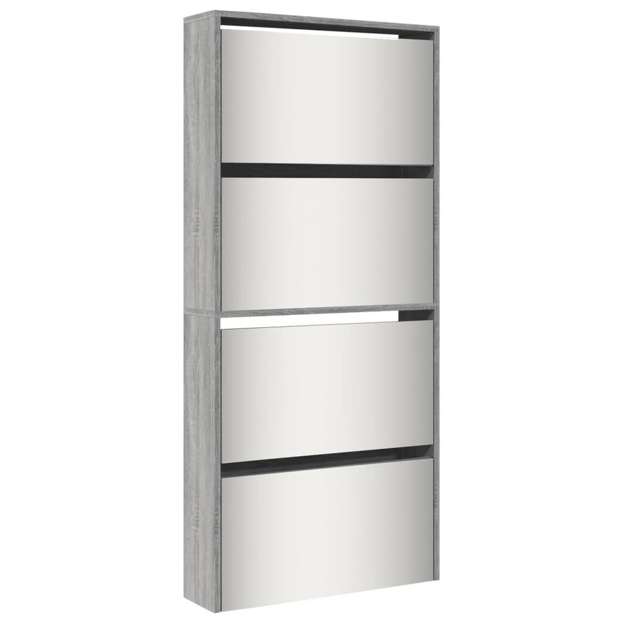 Voir la diapositive 2 : VIDAXL Armoire a chaussures miroir 4 niveaux sonoma gris 63x17x134 cm
