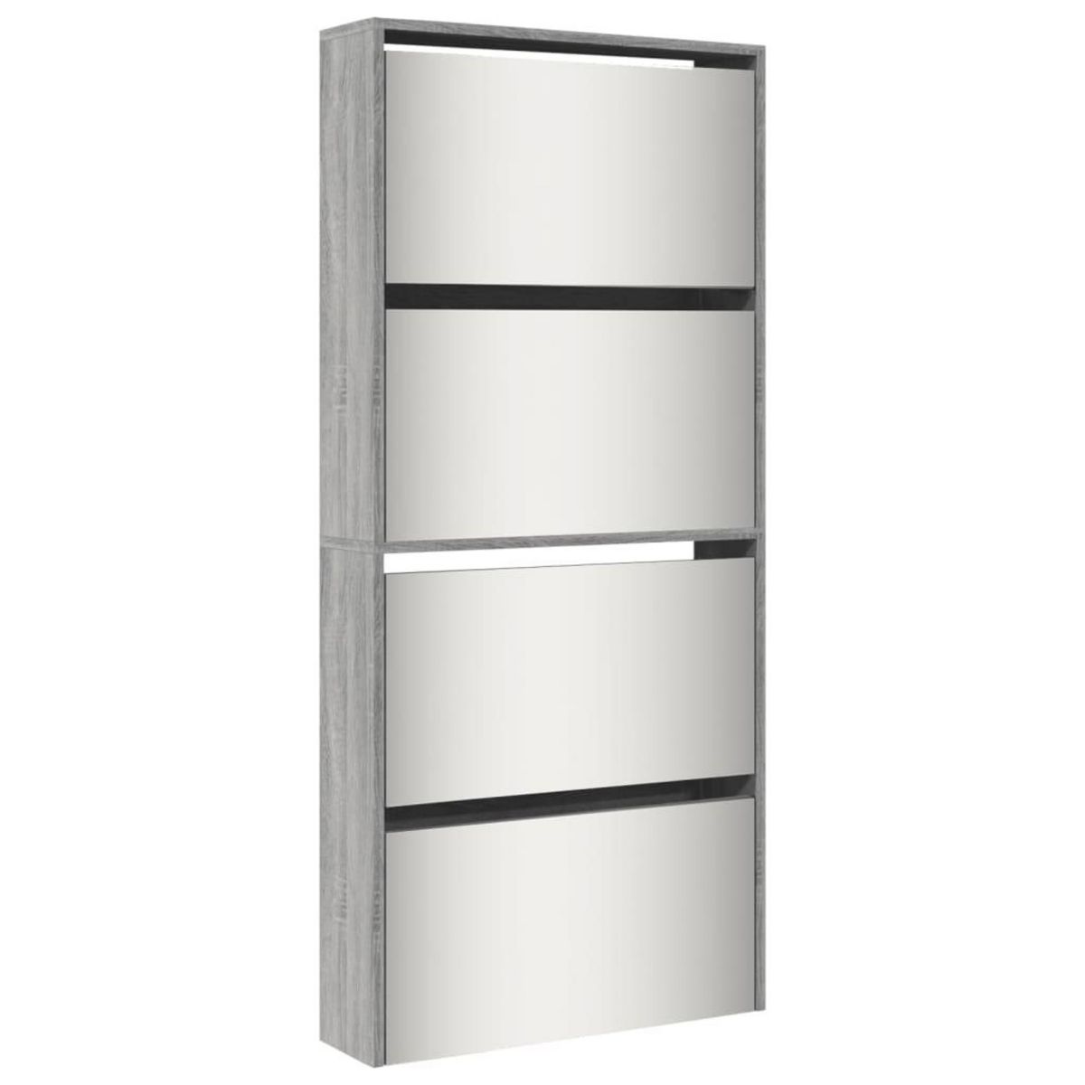 VIDAXL Armoire a chaussures miroir 4 niveaux sonoma gris 63x17x134 cm
