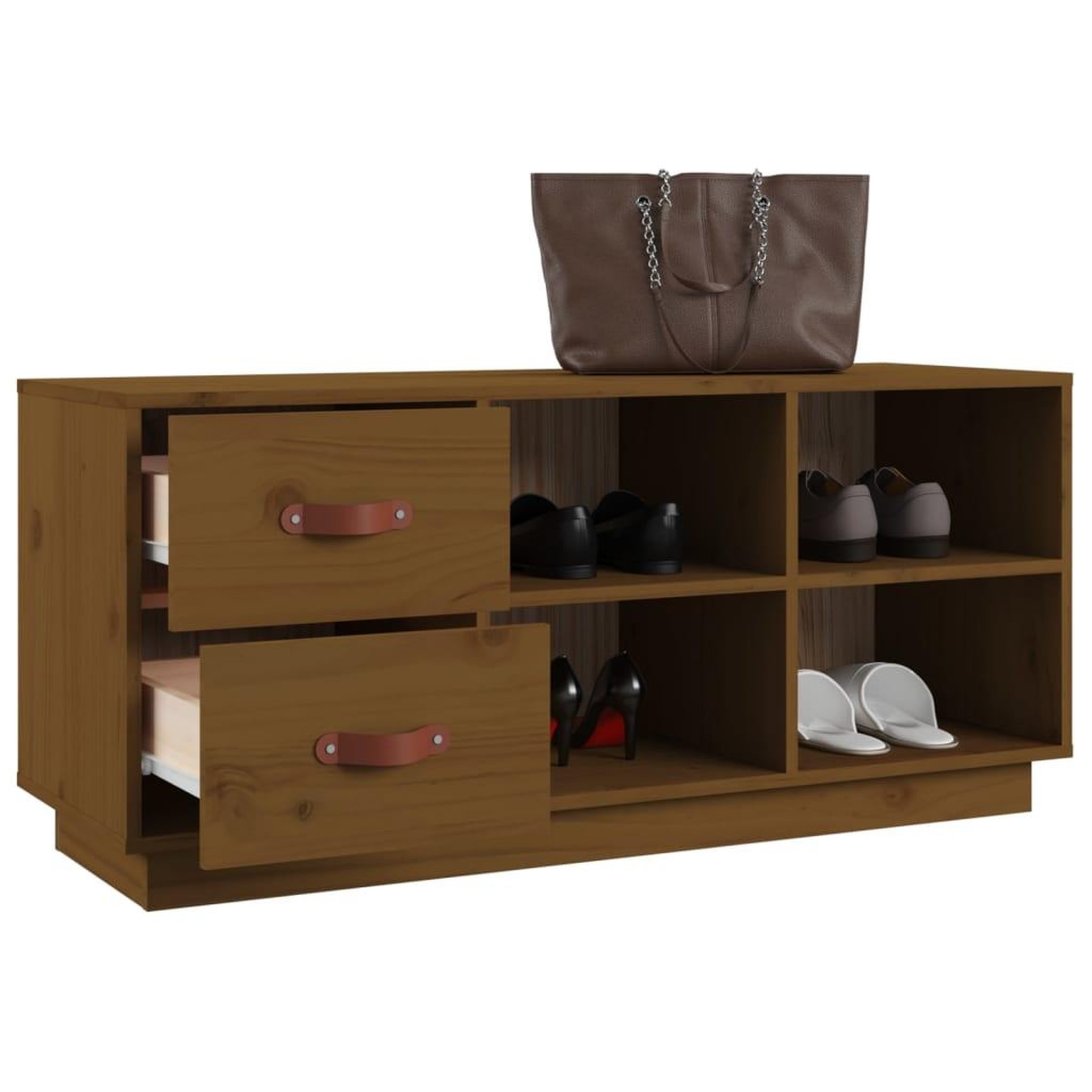 Voir la diapositive 5 : VIDAXL Banc a chaussures Marron miel 100x34x45 cm Bois de pin massif