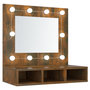 Voir la diapositive 2 : VIDAXL Armoire a miroir avec LED Chene fume 60x31,5x62 cm
