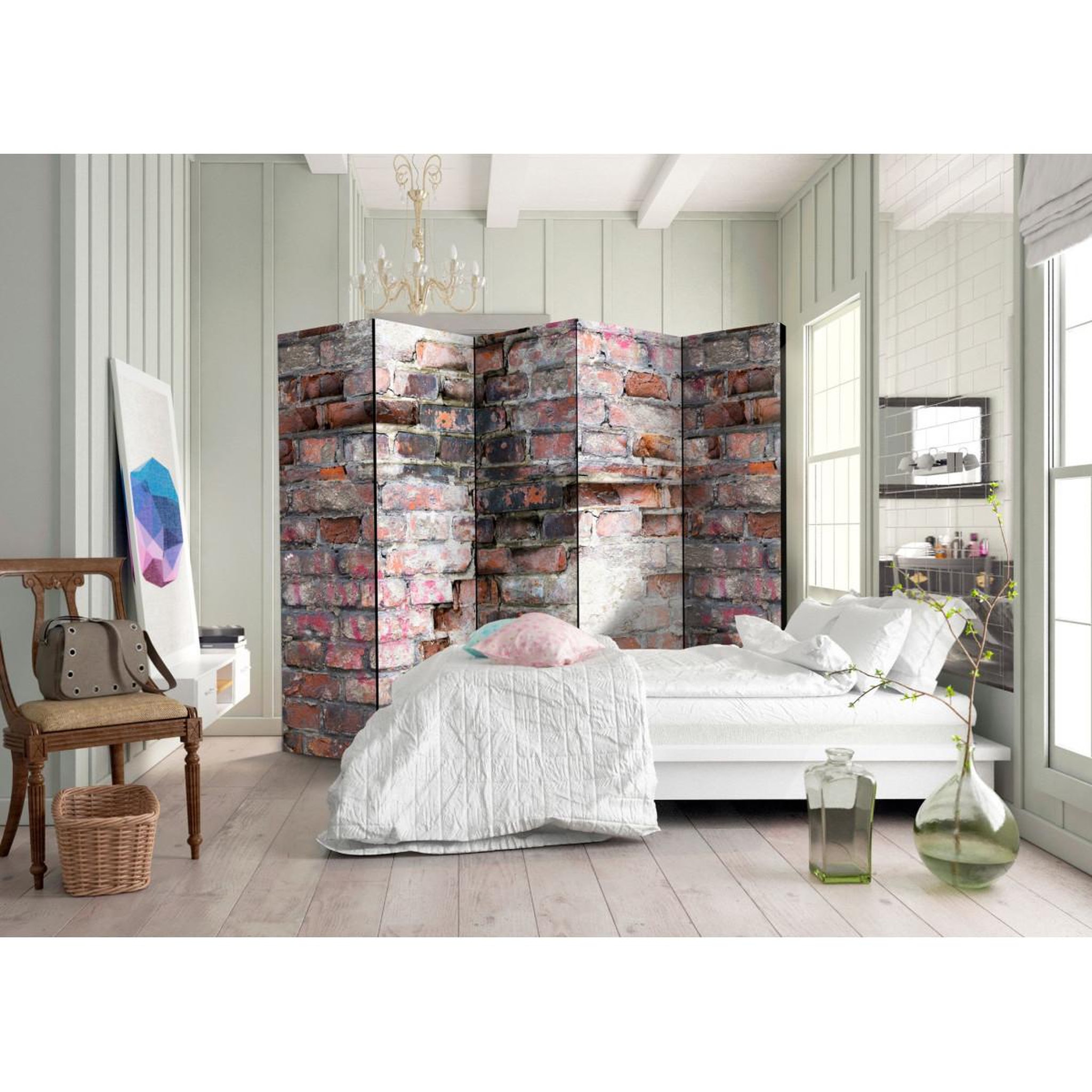 Voir la diapositive 2 : Paris Prix Paravent 5 volets  old wall  172x225cm