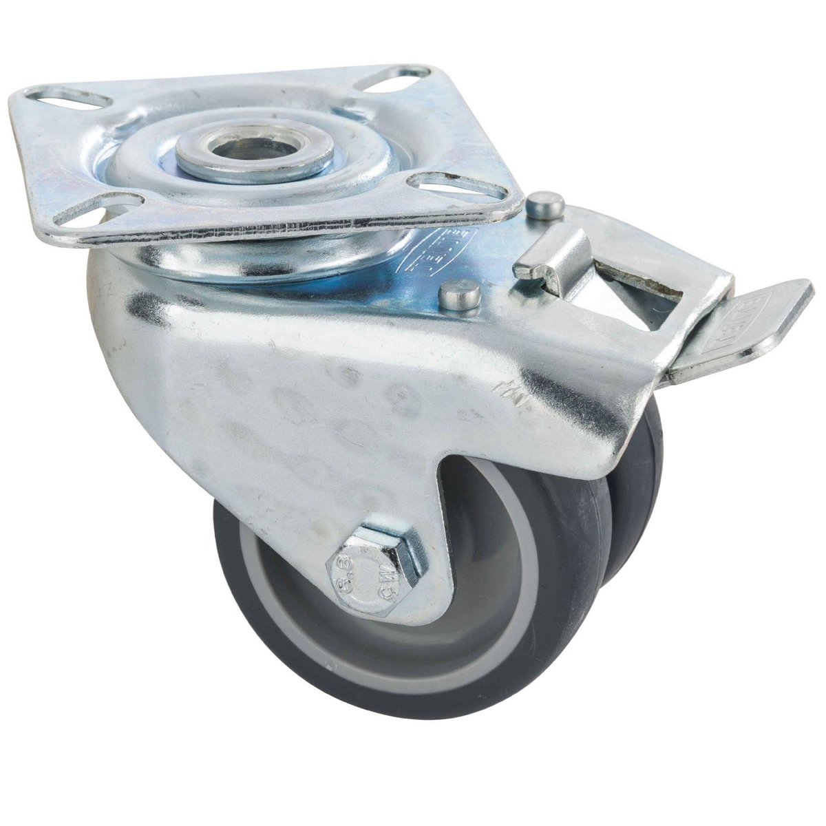 Tente Roulette double 5cm platine à visser avec frein