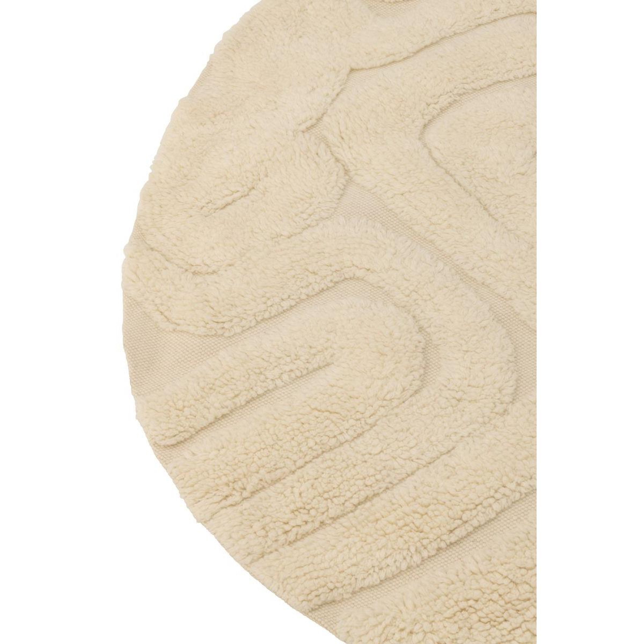Voir la diapositive 2 : J-LINE Tapis rond en laine  lignes abstraites  150cm écru