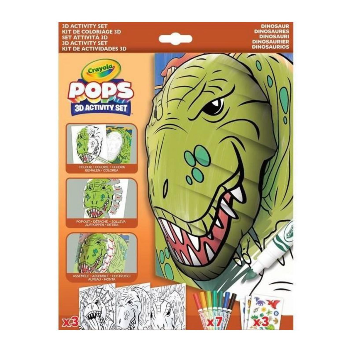 Crayola Jeu de dessins en 3D - CRAYOLA - POPS 3D - Dinosaurs