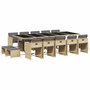 Voir la diapositive 2 : VIDAXL Ensemble a manger de jardin et coussins 15 pcs melange beige