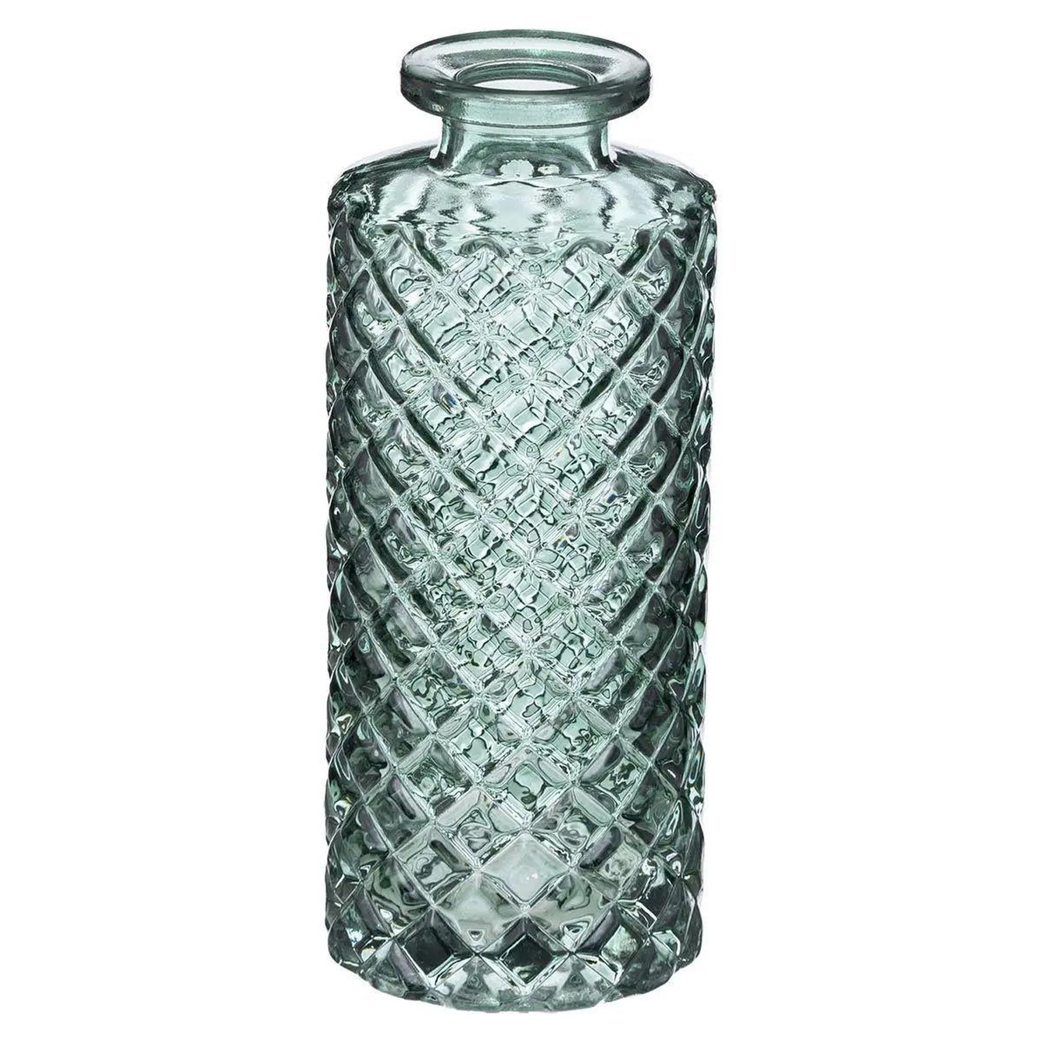 Voir la diapositive 4 : ATMOSPHERA Lot de 3 soliflores design  verre strié  13cm vert