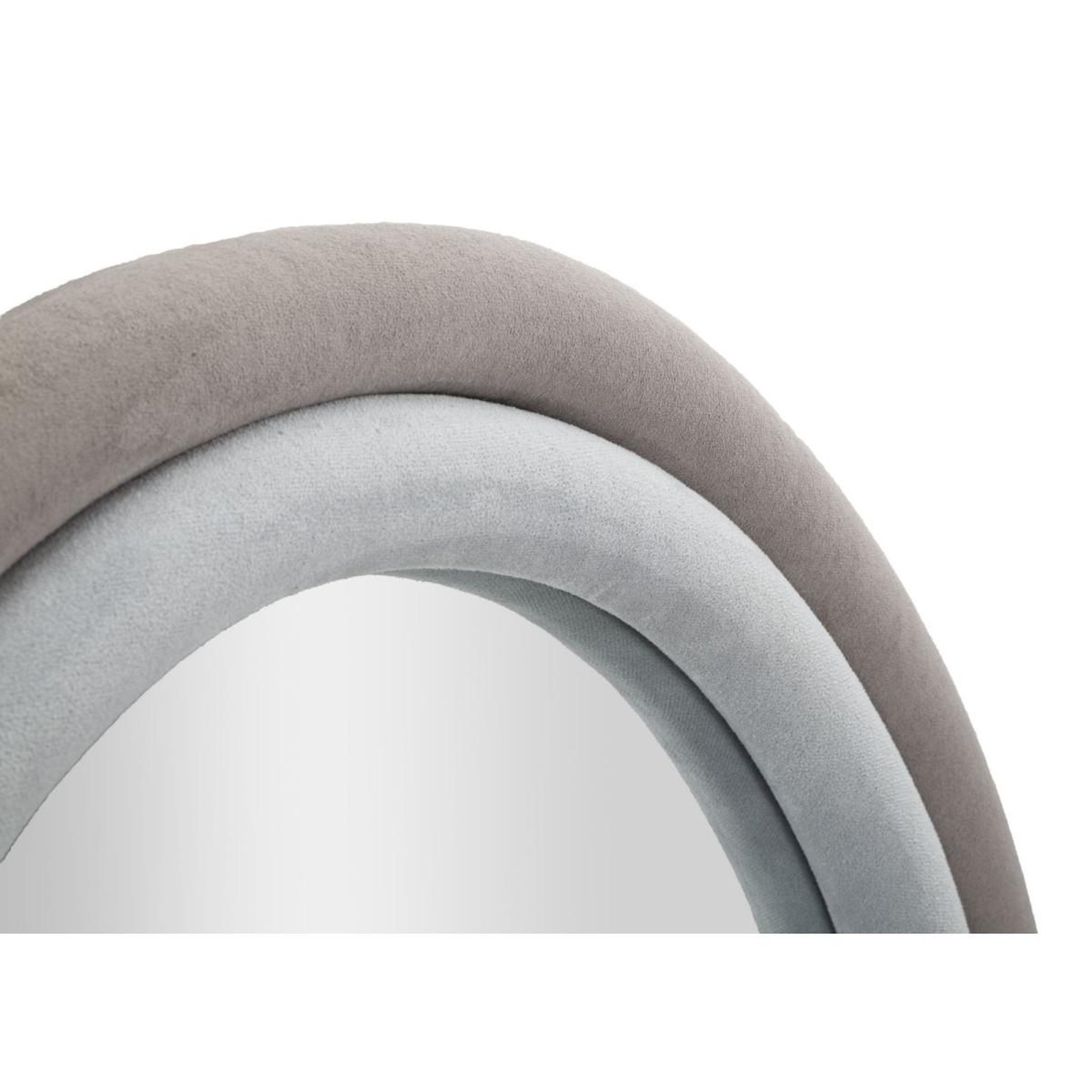 Voir la diapositive 4 : Paris Prix Miroir mural en velours  anthony  90cm gris & taupe